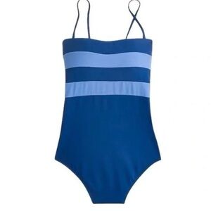 J. Crew Women's Blue Colorblock Bandeau One-Piece Swimsuit